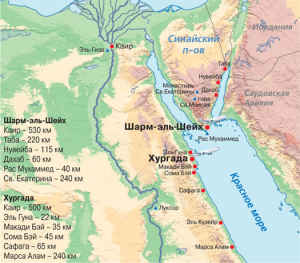 Карта курортов Египет